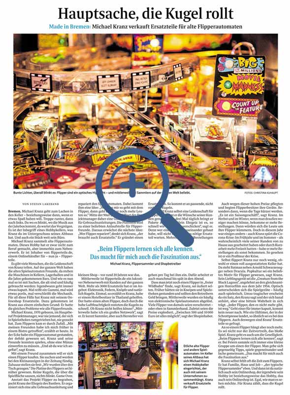 Zeitungsartikel Pinball-Network
