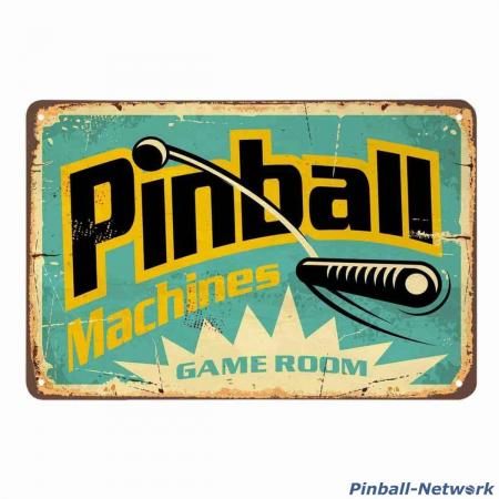 Blechschild Pinball Machines Game Room