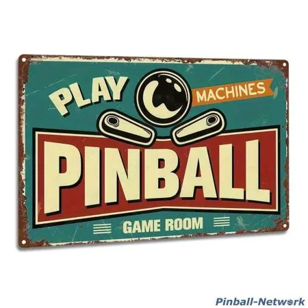 Blechschild Pinball Machines Game Room, Design 3