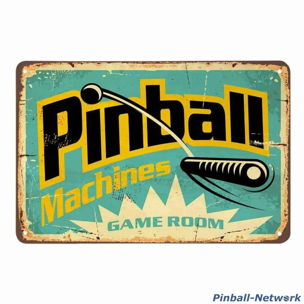 Blechschild Pinball Machines Game Room, Design 1