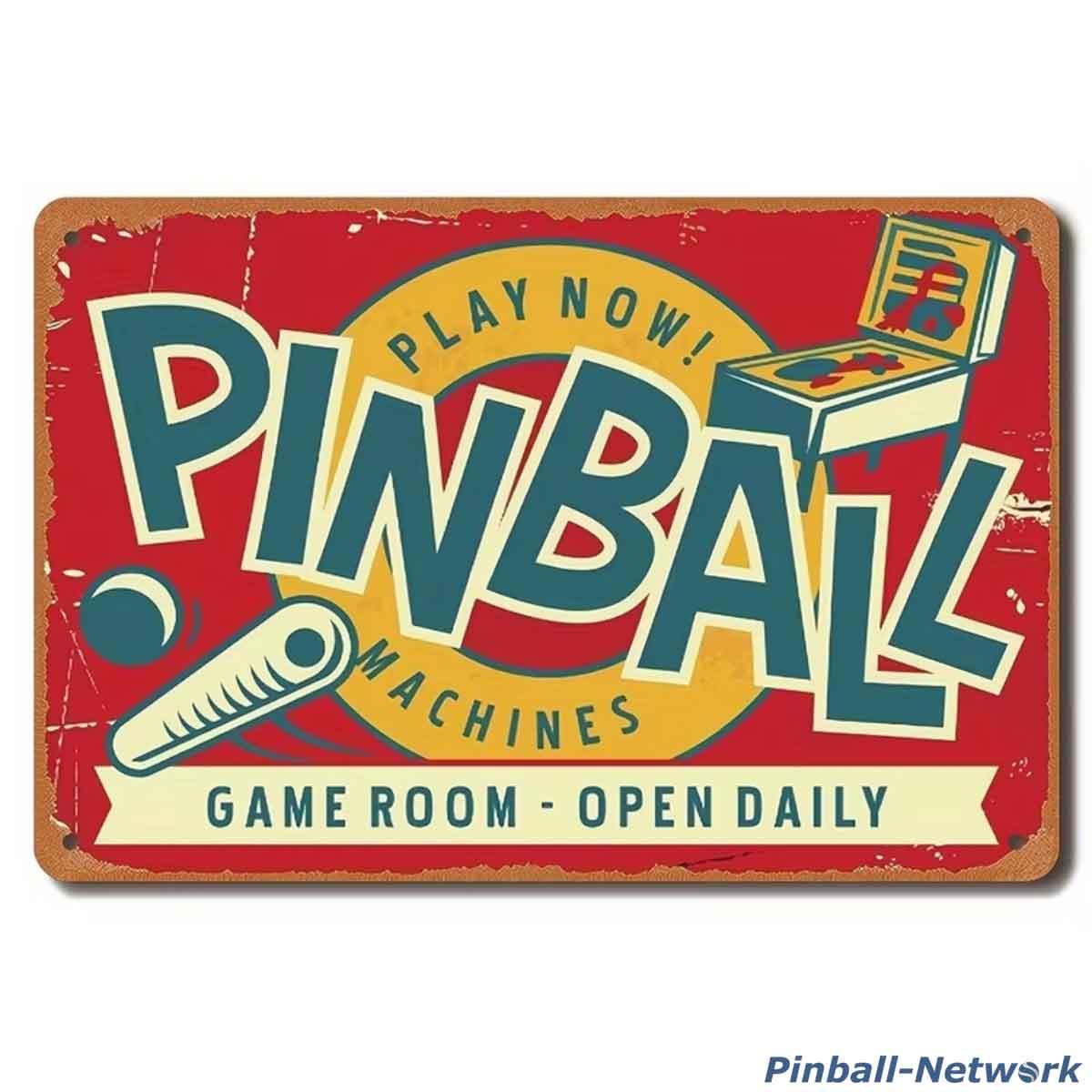 Blechschild Pinball Machines Game Room, Design 2