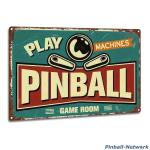 Blechschild Pinball Machines Game Room, Design 3